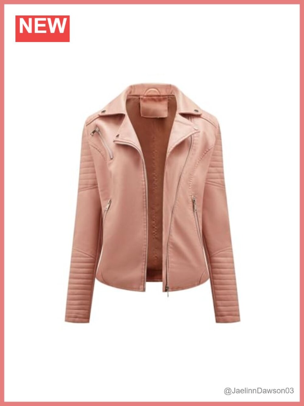 Faux Leather Moto Jacket Long Sleeve Zip Up Biker Coat